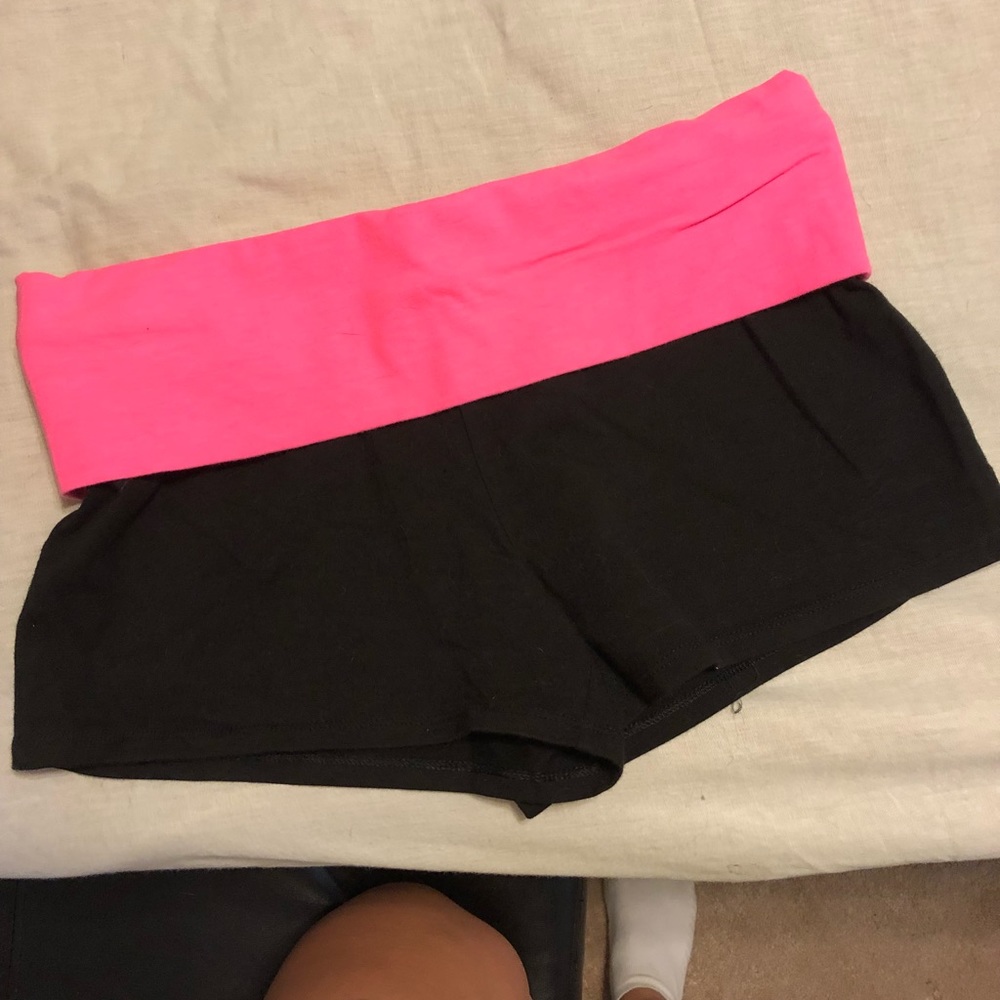 Black and pink yoga shorts